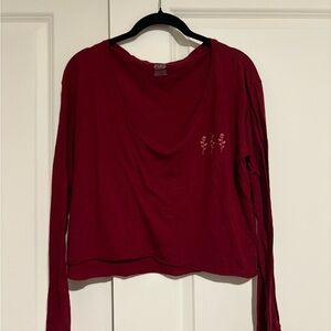 LAST CHANCE PINK Victoria's Secret Burgundy Long Sleeve Tee